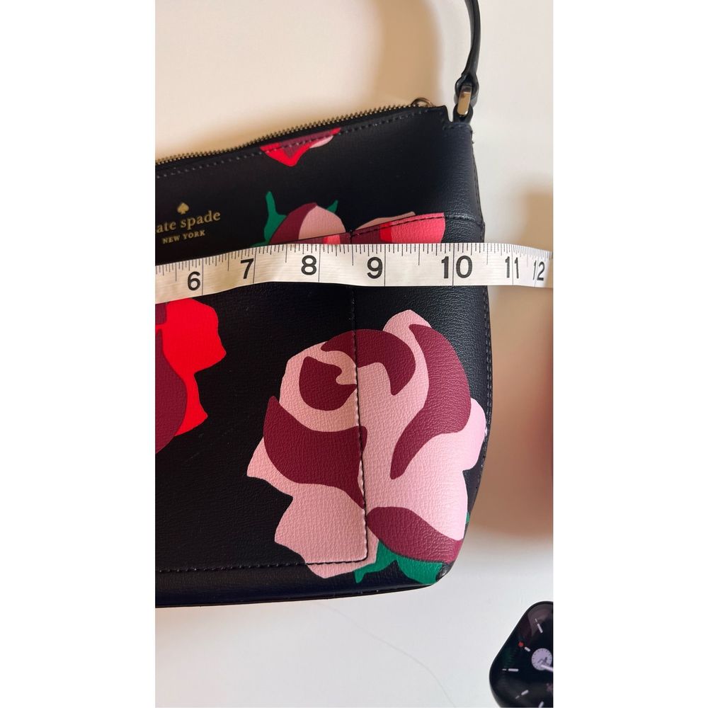 Kate Spade Patrice Bold Roses Black Red Floral Print Satchel Crossbody Handbag - Picture 10 of 13